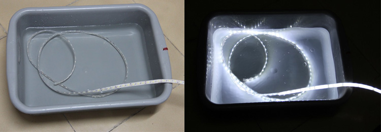 LEDテープライトの防水テスト